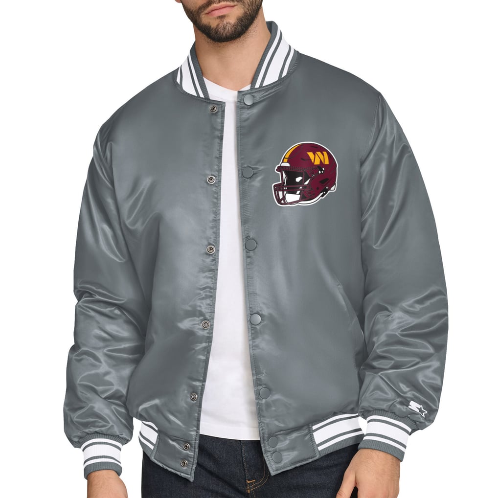  Washington Commanders Starter Printed Triangle Graphic Satin Full-Snap Varsity Jacket - Gray