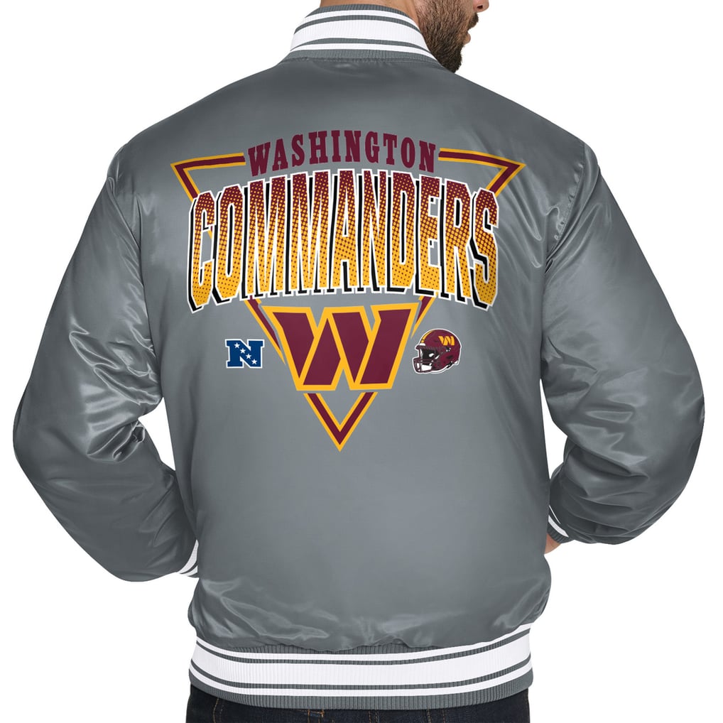  Washington Commanders Starter Printed Triangle Graphic Satin Full-Snap Varsity Jacket - Gray