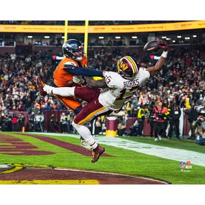 Treylon Burks Washington Commanders Unsigned Fanatics Authentic 2025 Week 13 One Handed Catch Photograph