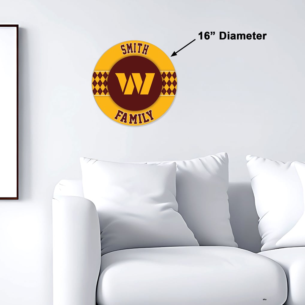 Washington Commanders 16" Personalized Circle Wall Art