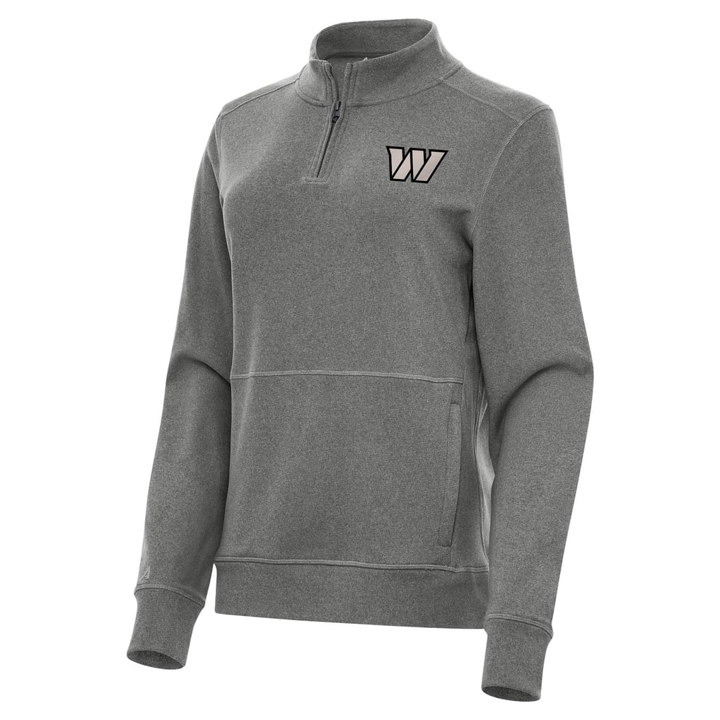  Washington Commanders Antigua Women's Crush Quarter-Zip Top - Heather Black