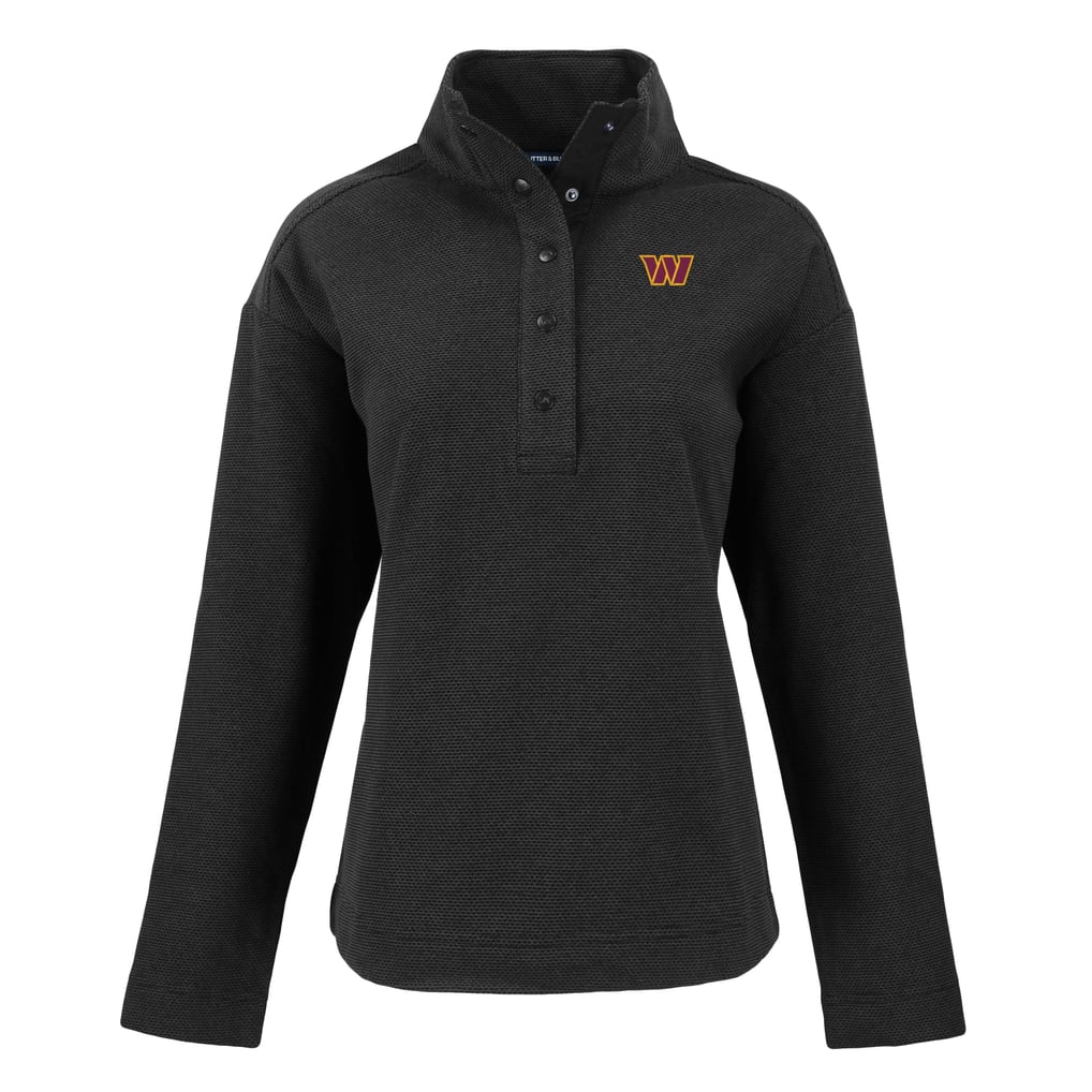  Washington Commanders Cutter & Buck Women's Hunts Point Eco Half-Snap Sweatshirt - Black