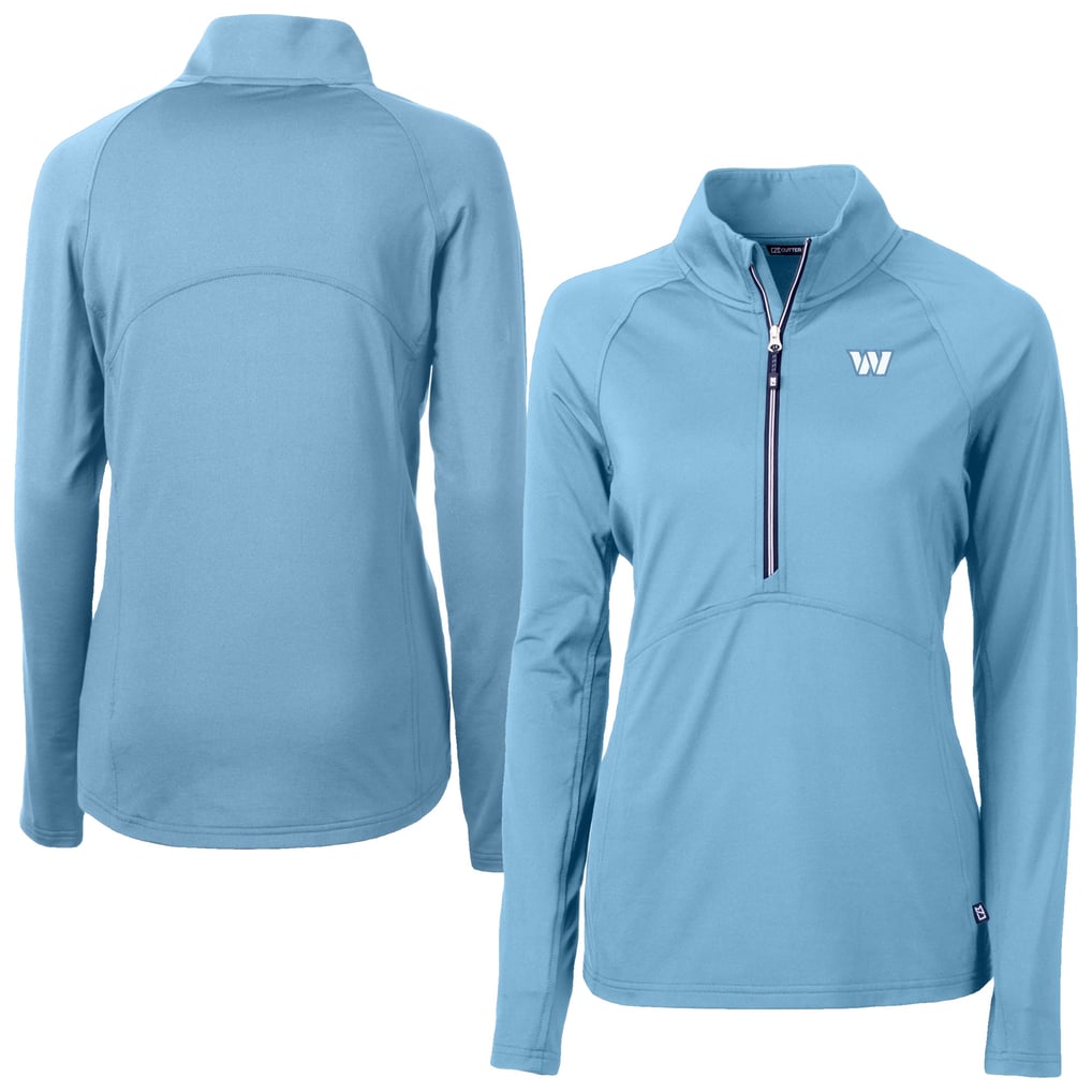  Washington Commanders Cutter & Buck Women's Adapt Eco Knit Stretch Recycled Half-Zip Top - Powder Blue