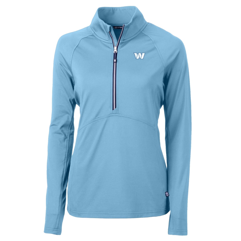  Washington Commanders Cutter & Buck Women's Adapt Eco Knit Stretch Recycled Half-Zip Top - Powder Blue