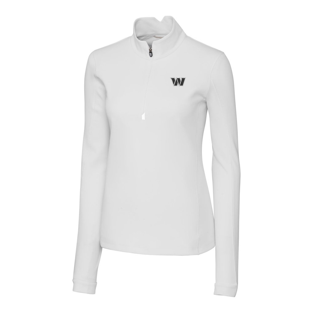 Washington Commanders Cutter & Buck Women's Traverse Stretch DryTec Quarter-Zip Top - White