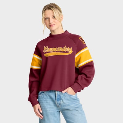 Washington Commanders Fanatics Oversized Hometown Toss Sweep Mock Neck Pullover - Burgundy
