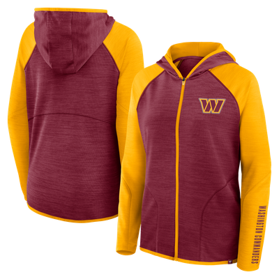 Washington Commanders Fanatics Women's Redzone End Around Pass Raglan Full-Zip Hoodie - Burgundy/Gold