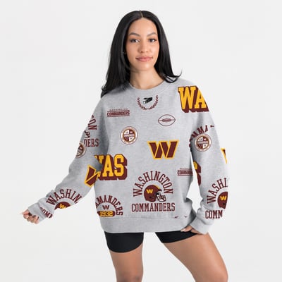 Washington Commanders Gameday Couture Women's Always On Repeat Fleece Sweatshirt - Heather Gray
