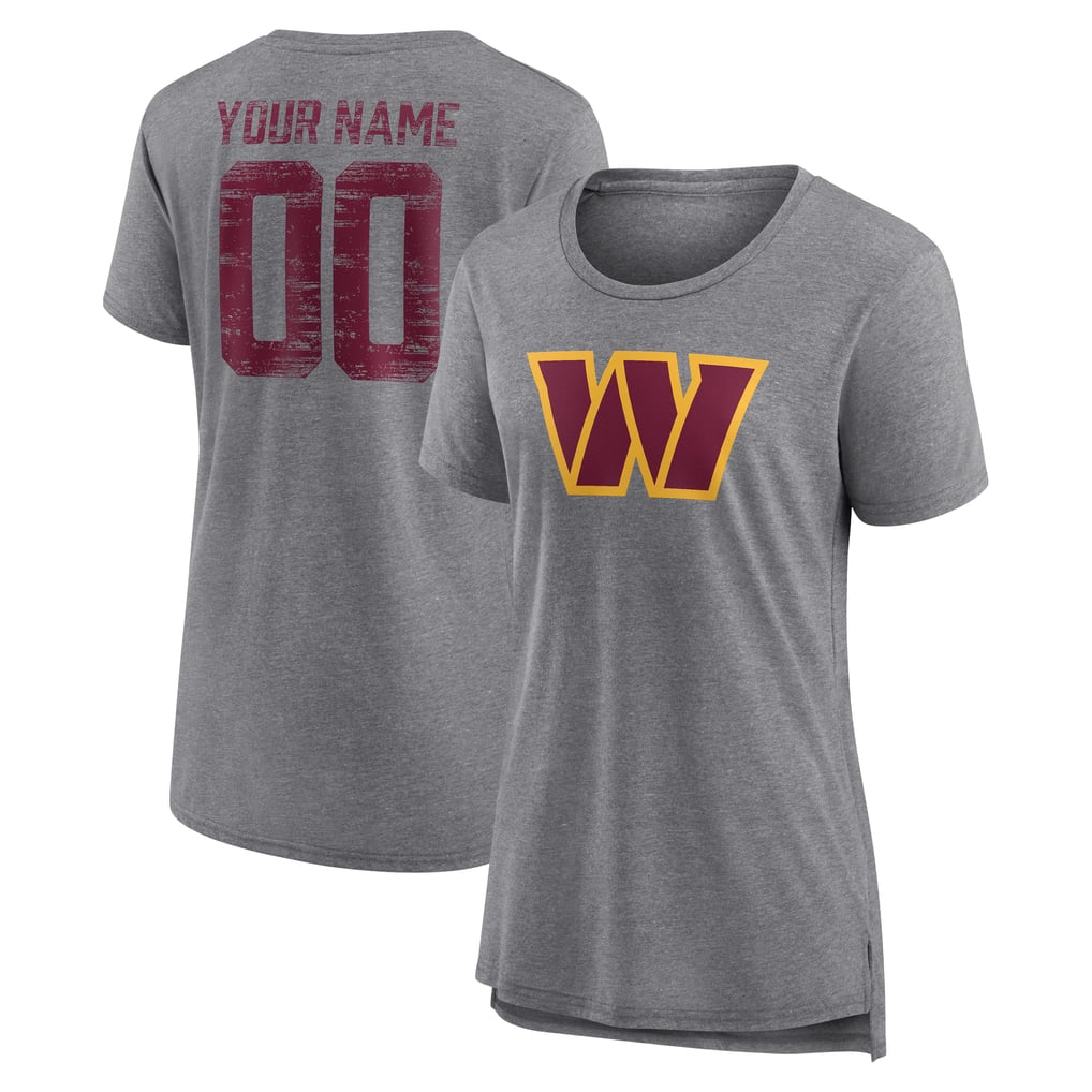 Washington Commanders Women's Heritage Custom Name & Number Tri-Blend T-Shirt - Gray