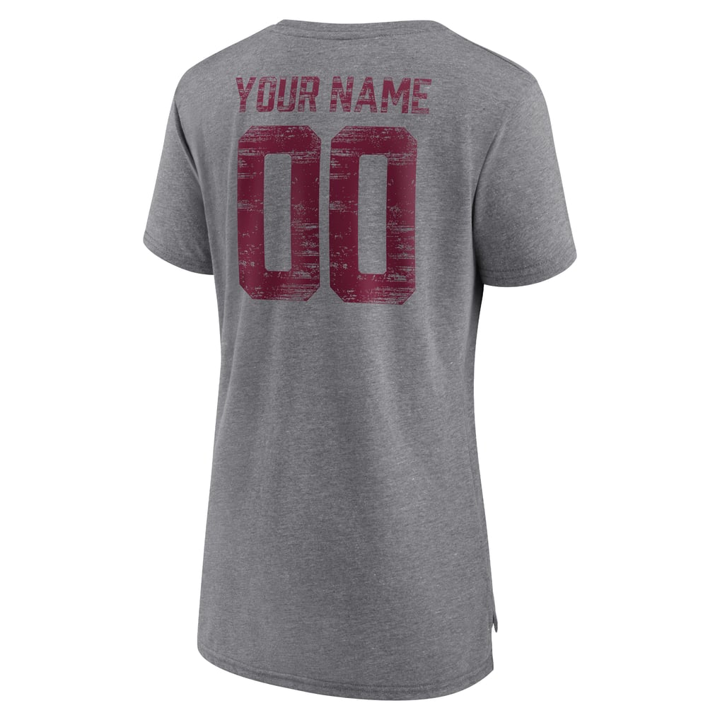 Washington Commanders Women's Heritage Custom Name & Number Tri-Blend T-Shirt - Gray
