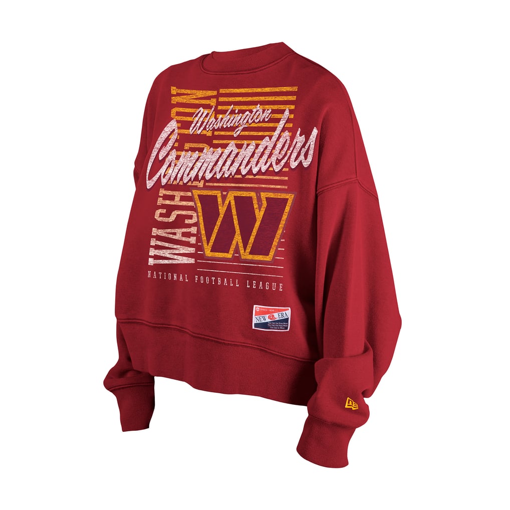 Washington Commanders New Era Women's Oversized Throwback Mineral Wash Crew Neck Sweatshirt - Black