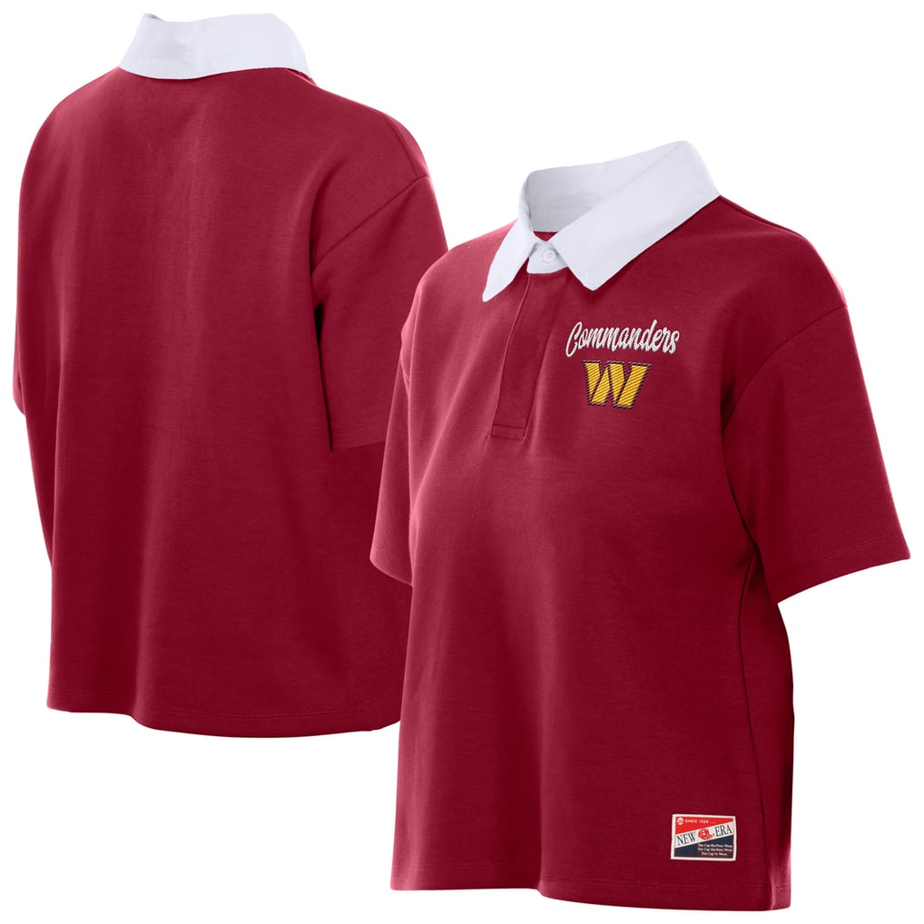 Washington Commanders New Era Throwback Boxy Cropped Polo - Burgundy