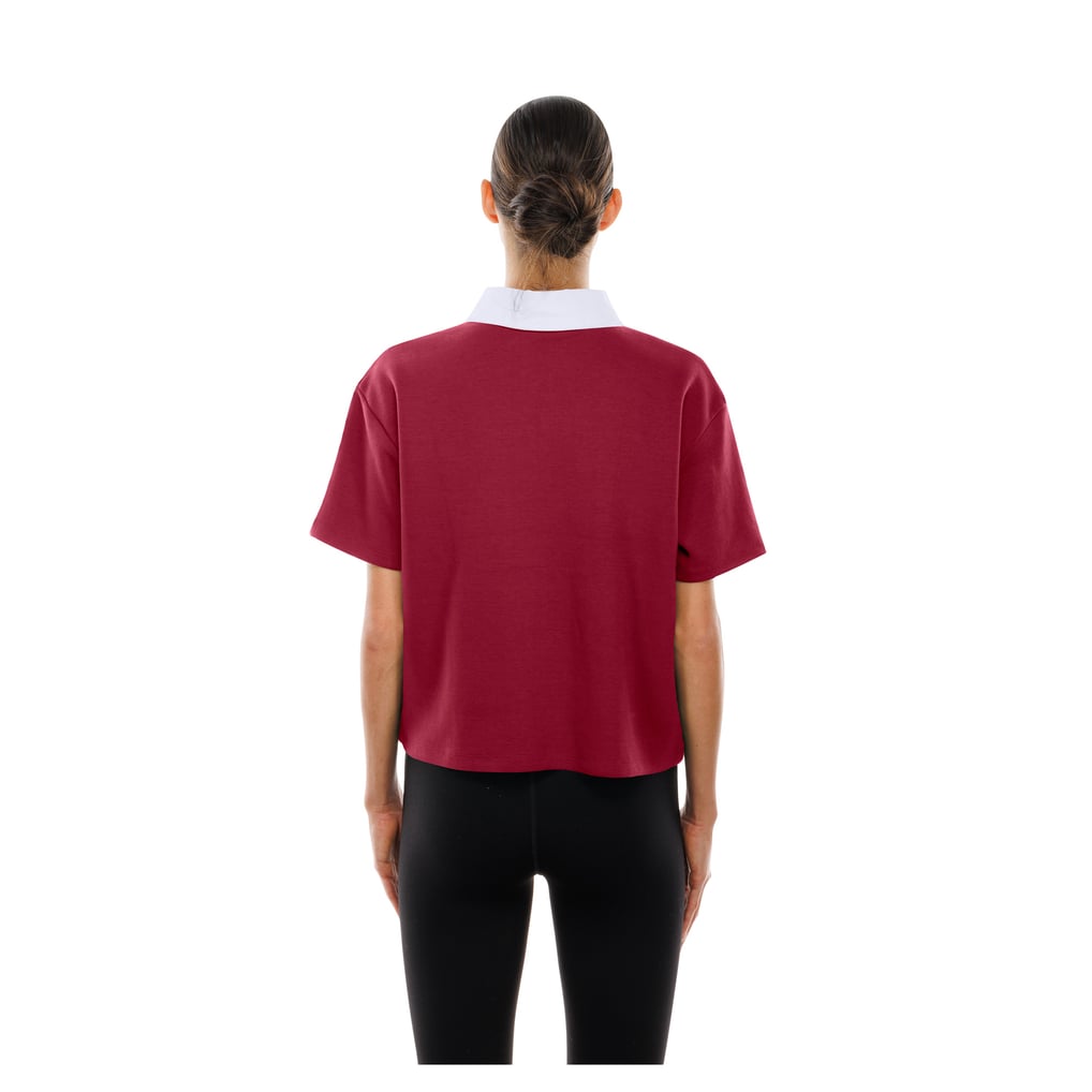 Washington Commanders New Era Throwback Boxy Cropped Polo - Burgundy