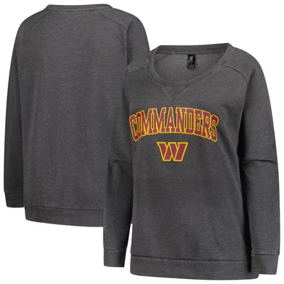  Washington Commanders Profile Women's Plus Size Acid Wash Raglan Sweatshirt - Charcoal