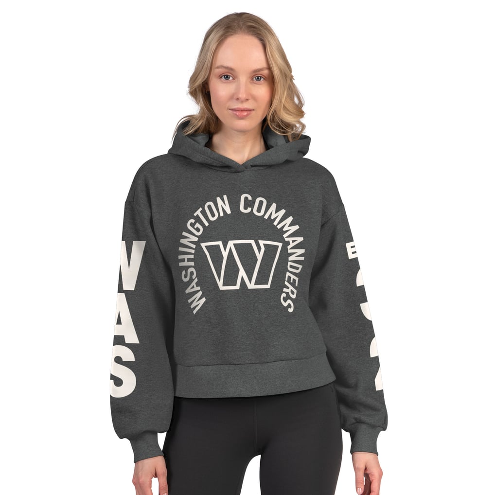  Washington Commanders Starter Women's Star Player Cropped Fleece Pullover Hoodie - Heather Charcoal
