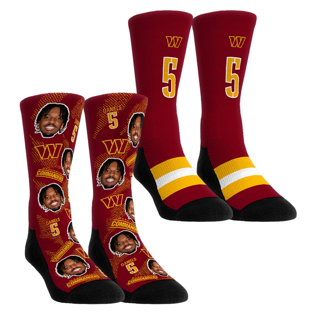 Jayden Daniels Washington Commanders Rock Em Socks Youth Player Football Guy Two-Pack Crew Sock Set