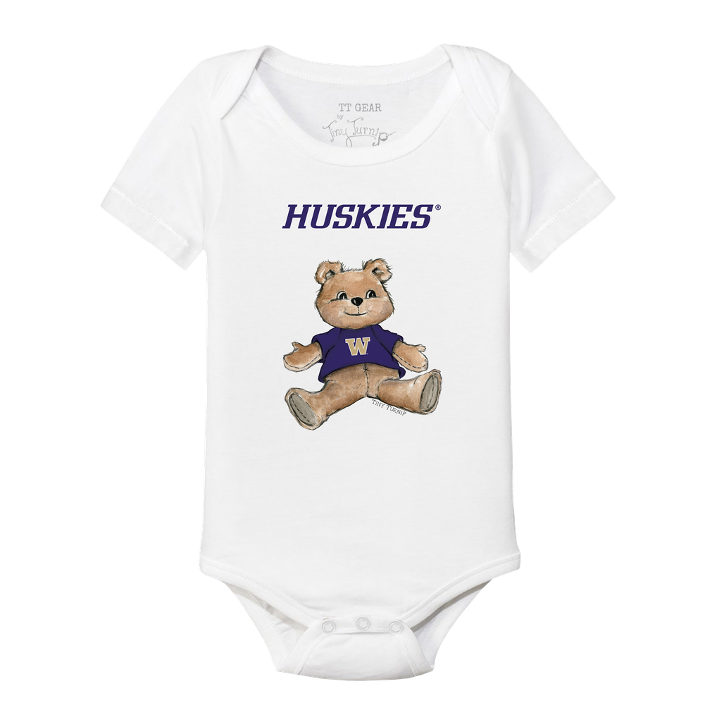 Washington Huskies Tiny Turnip Infant Teddy Bear Bodysuit - White