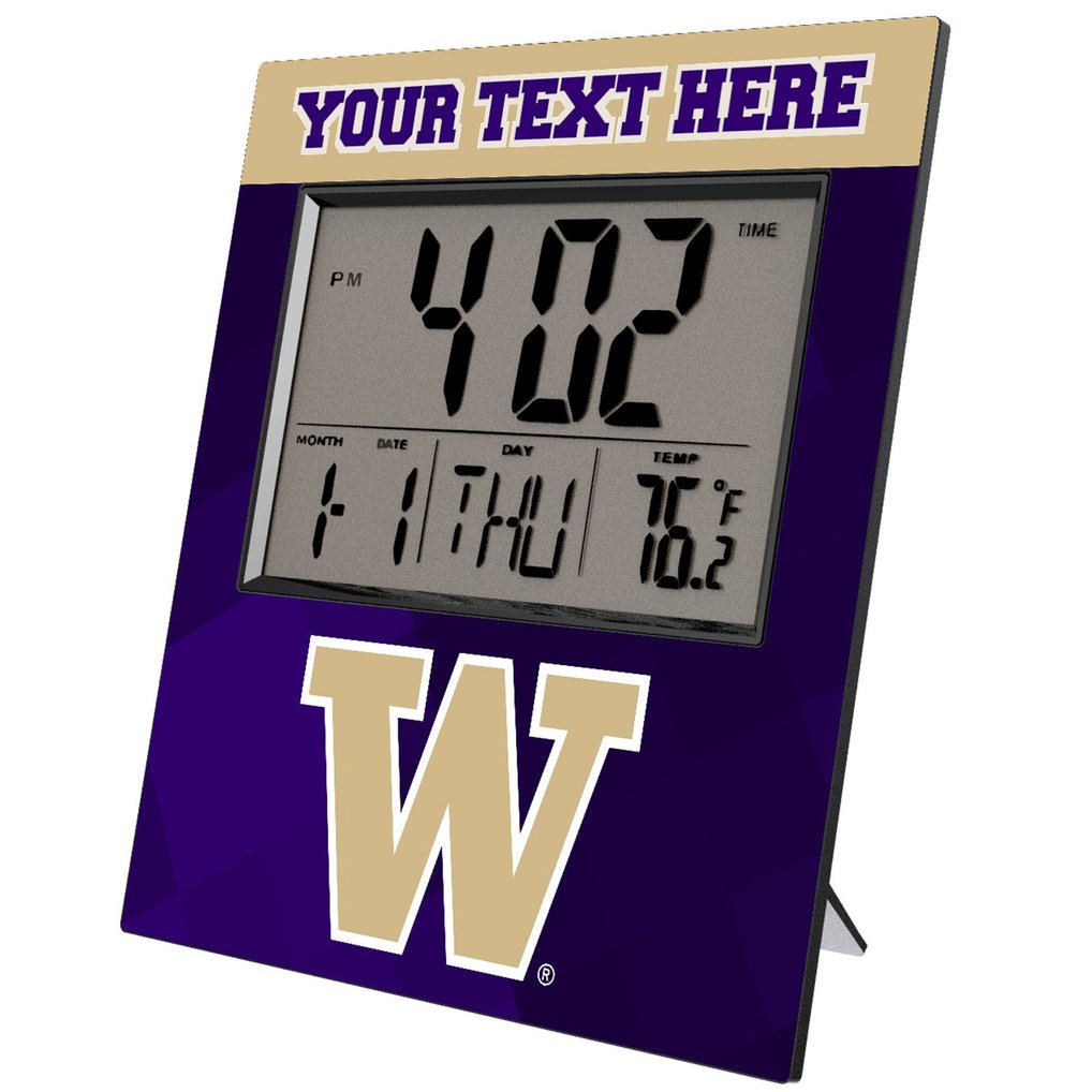 Washington Huskies Keyscaper Color Block Personalized Digital Desk Clock