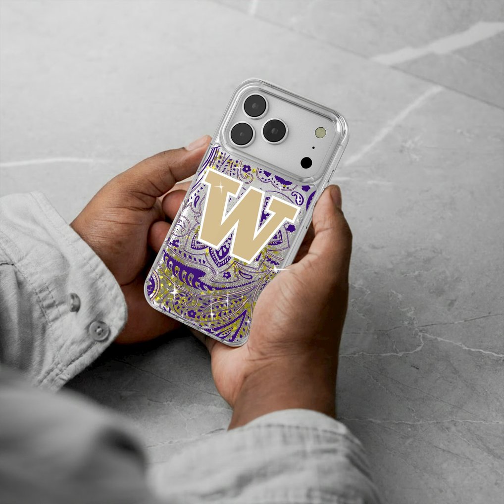 Washington Huskies iPhone Glitter Paisley Design Case
