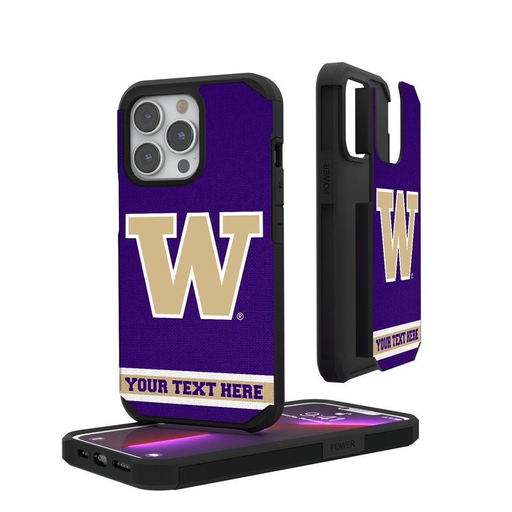 Washington Huskies iPhone Stripe Personalized Rugged Case