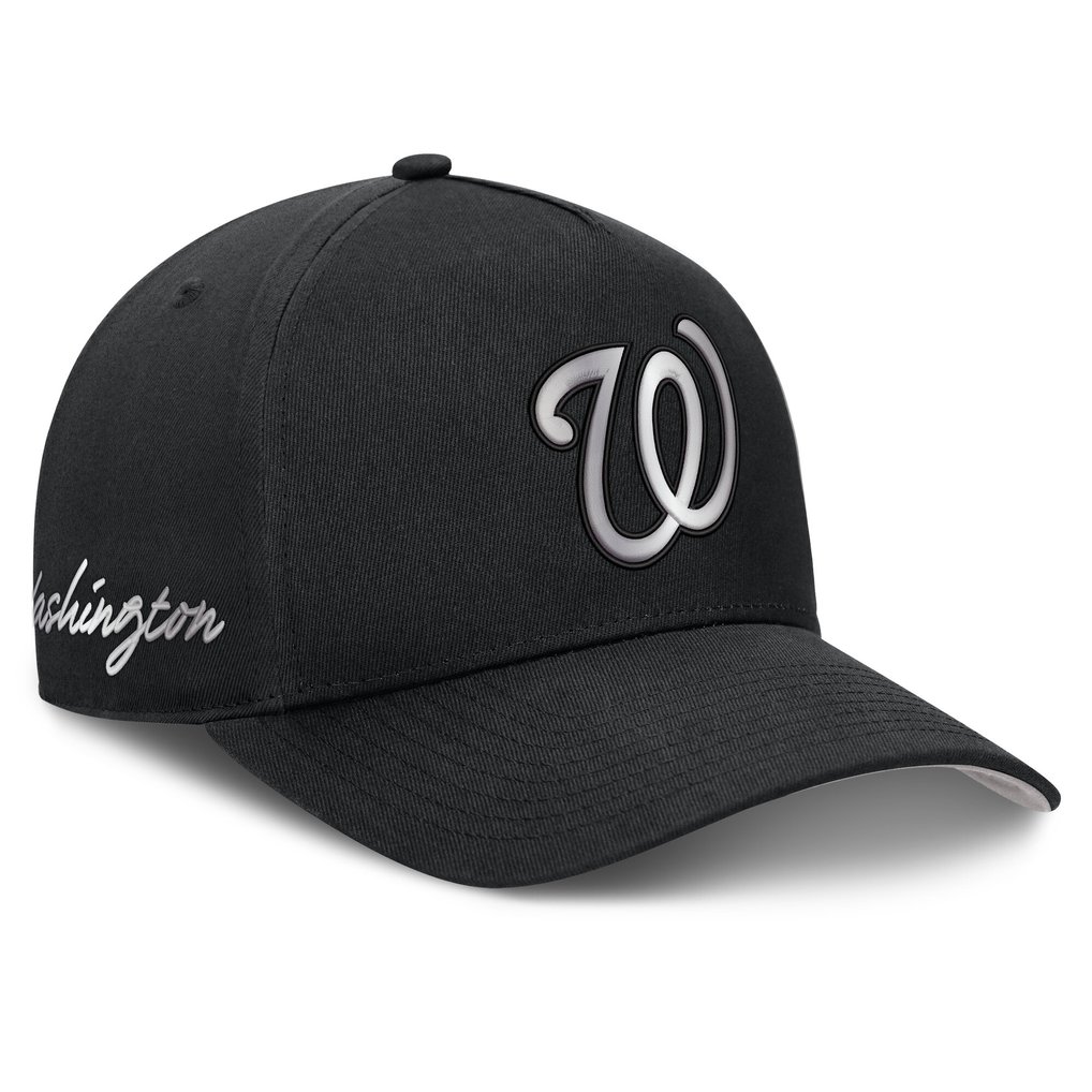 Washington Nationals Nike Rise Dri-FIT A-Frame Adjustable Hat - Black