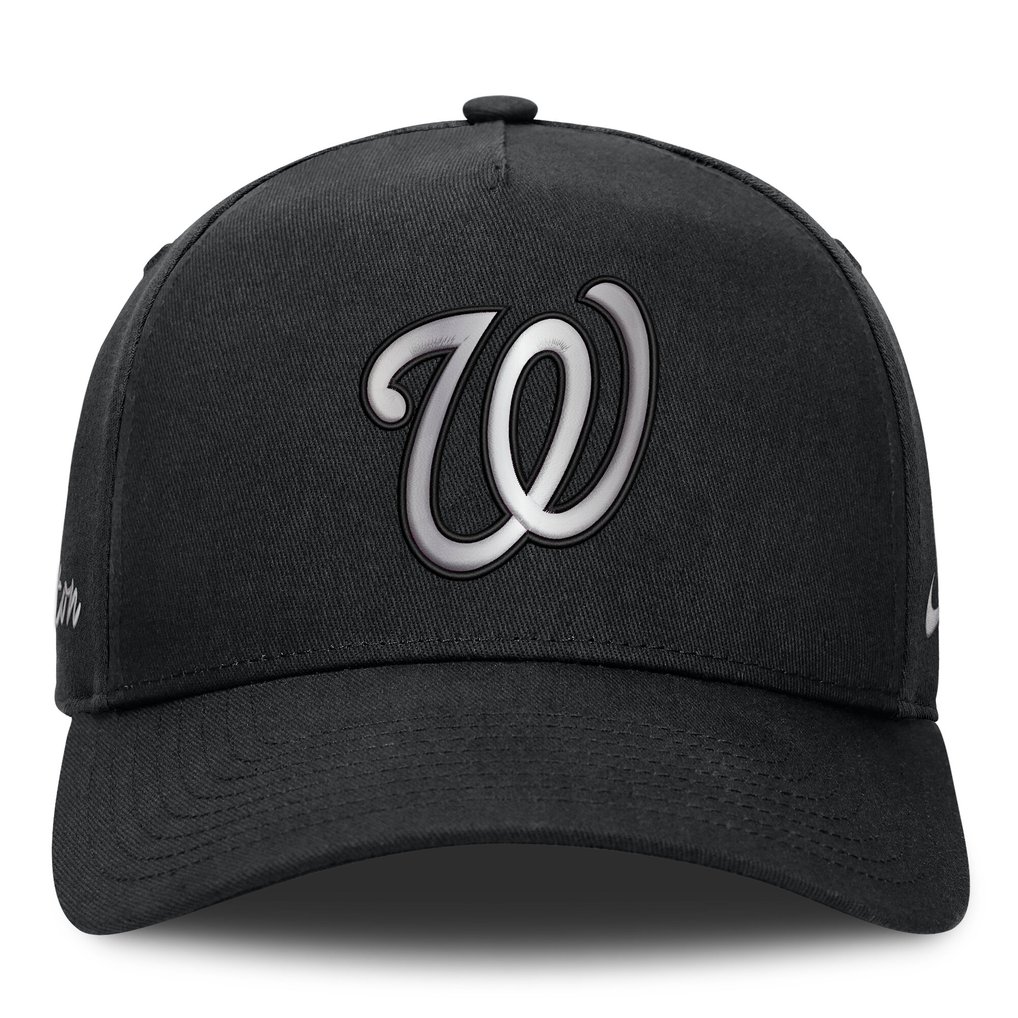 Washington Nationals Nike Rise Dri-FIT A-Frame Adjustable Hat - Black