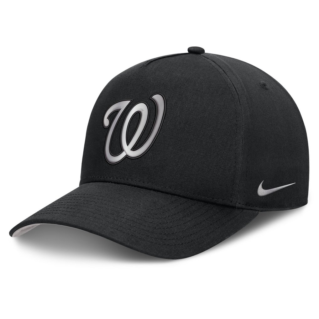 Washington Nationals Nike Rise Dri-FIT A-Frame Adjustable Hat - Black