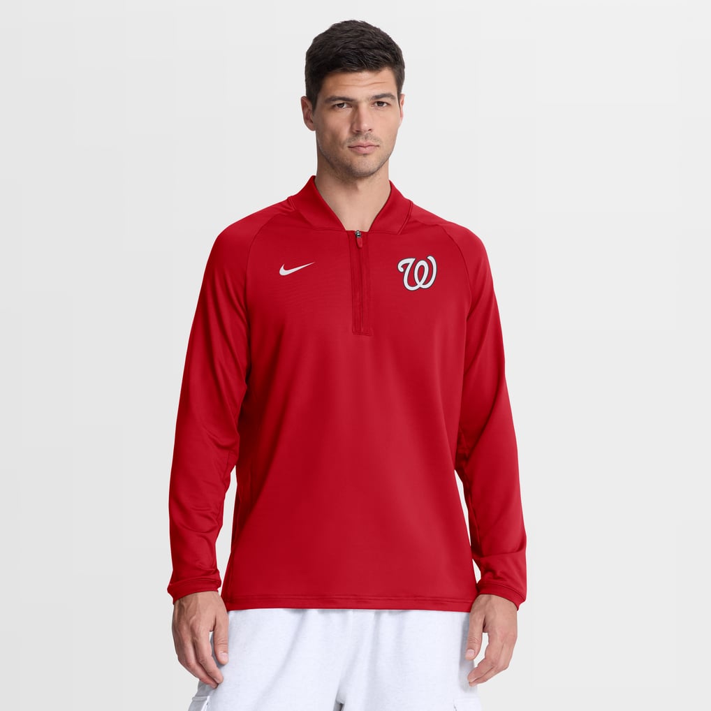Washington Nationals Nike Authentic Collection Dri-FIT Raglan Half-Zip Pullover - Red