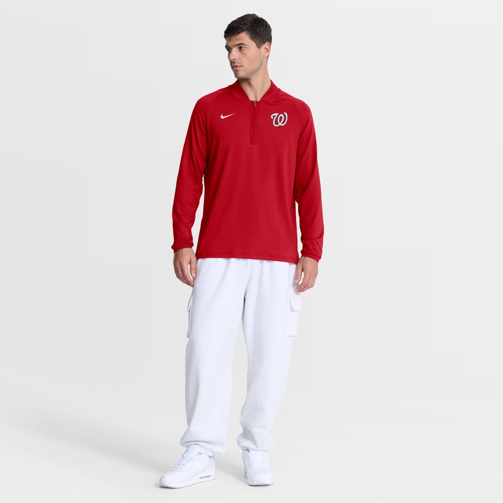Washington Nationals Nike Authentic Collection Dri-FIT Raglan Half-Zip Pullover - Red