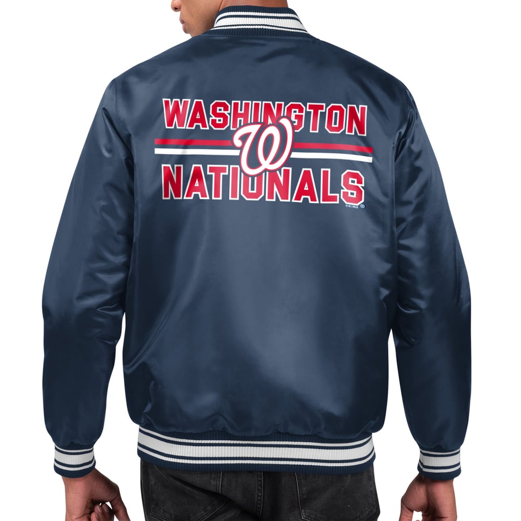  Washington Nationals Starter Printed Team Logo Satin Varsity Full-Snap Jacket - Navy