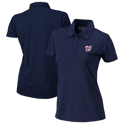  Washington Nationals Columbia Women's Omni-Wick Birdie Polo - Navy