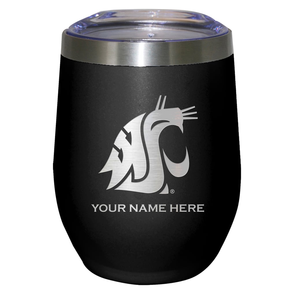 Washington State Cougars 12oz. Personalized Etched Stemless Tumbler - Black