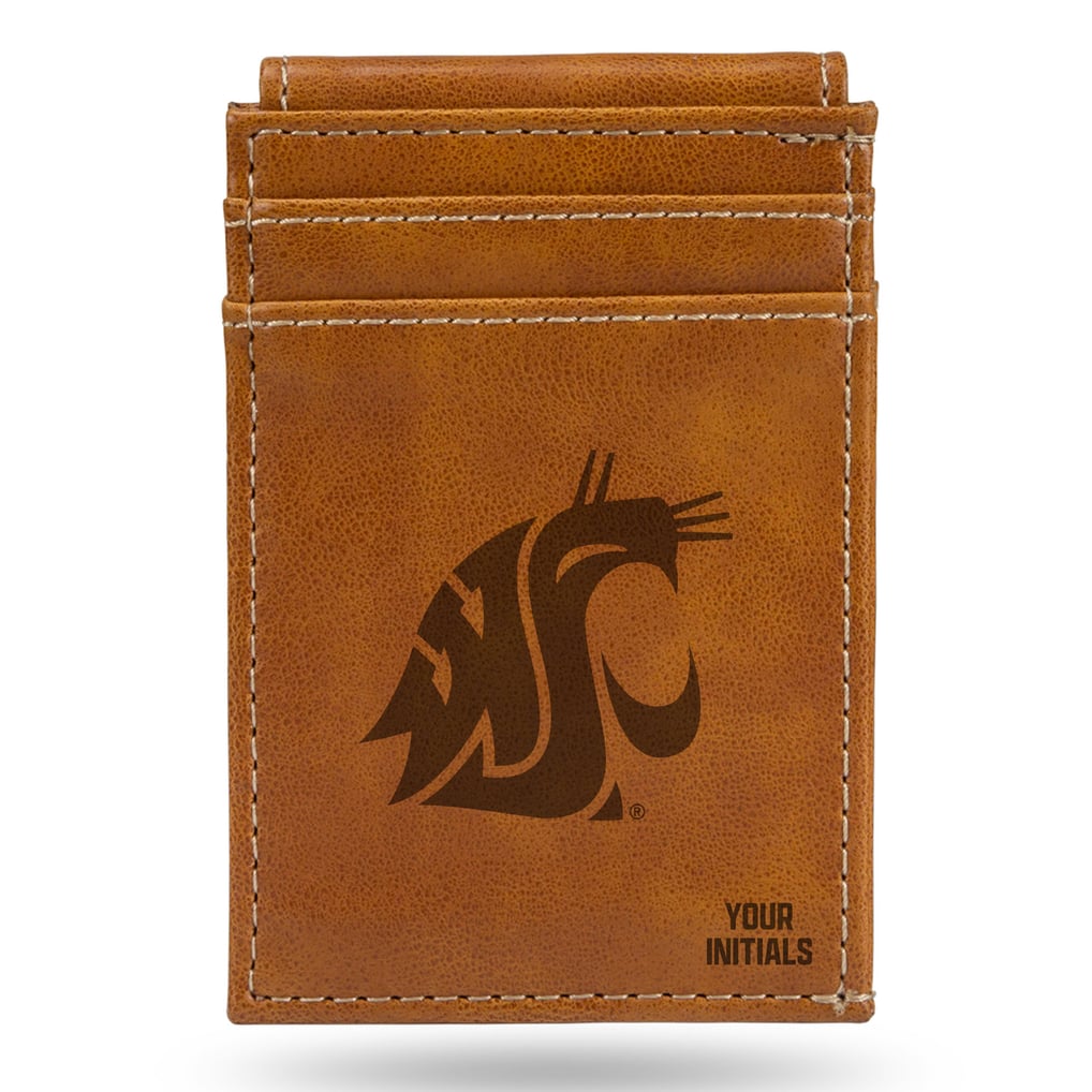 Washington State Cougars Personalized Front Pocket Wallet - Brown