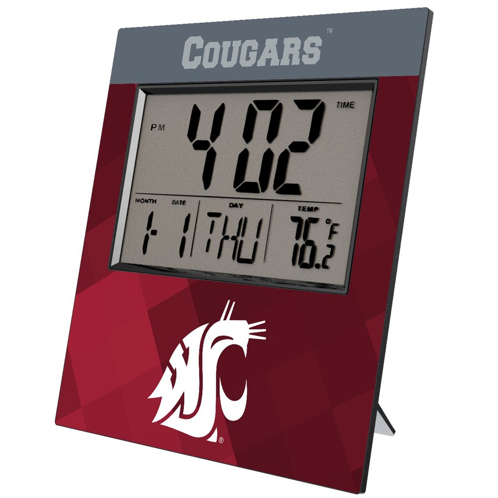 Washington State Cougars Keyscaper Color Block Digital Desk Clock