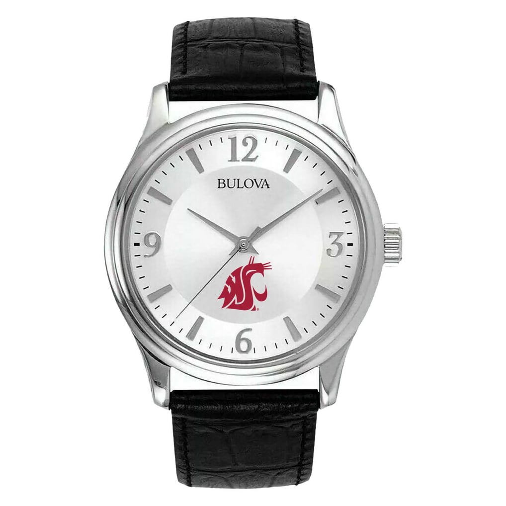 Washington State Cougars Leather Watch - Silver