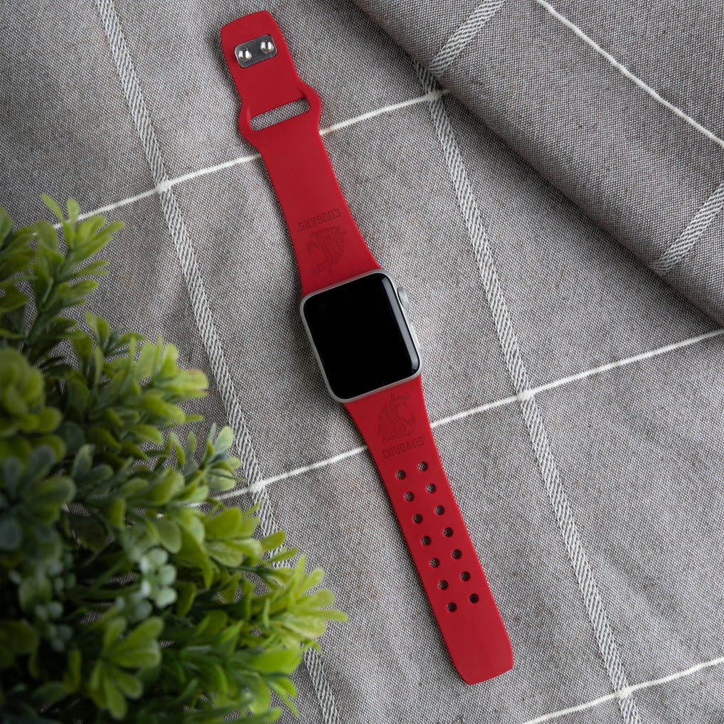 Washington State Cougars Debossed Silicone Apple Watch Band