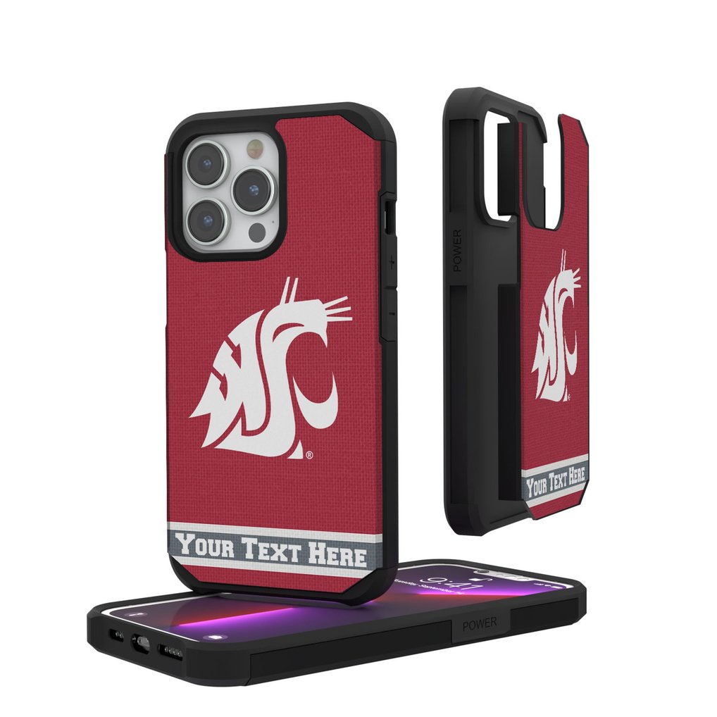 Washington State Cougars iPhone Stripe Personalized Rugged Case