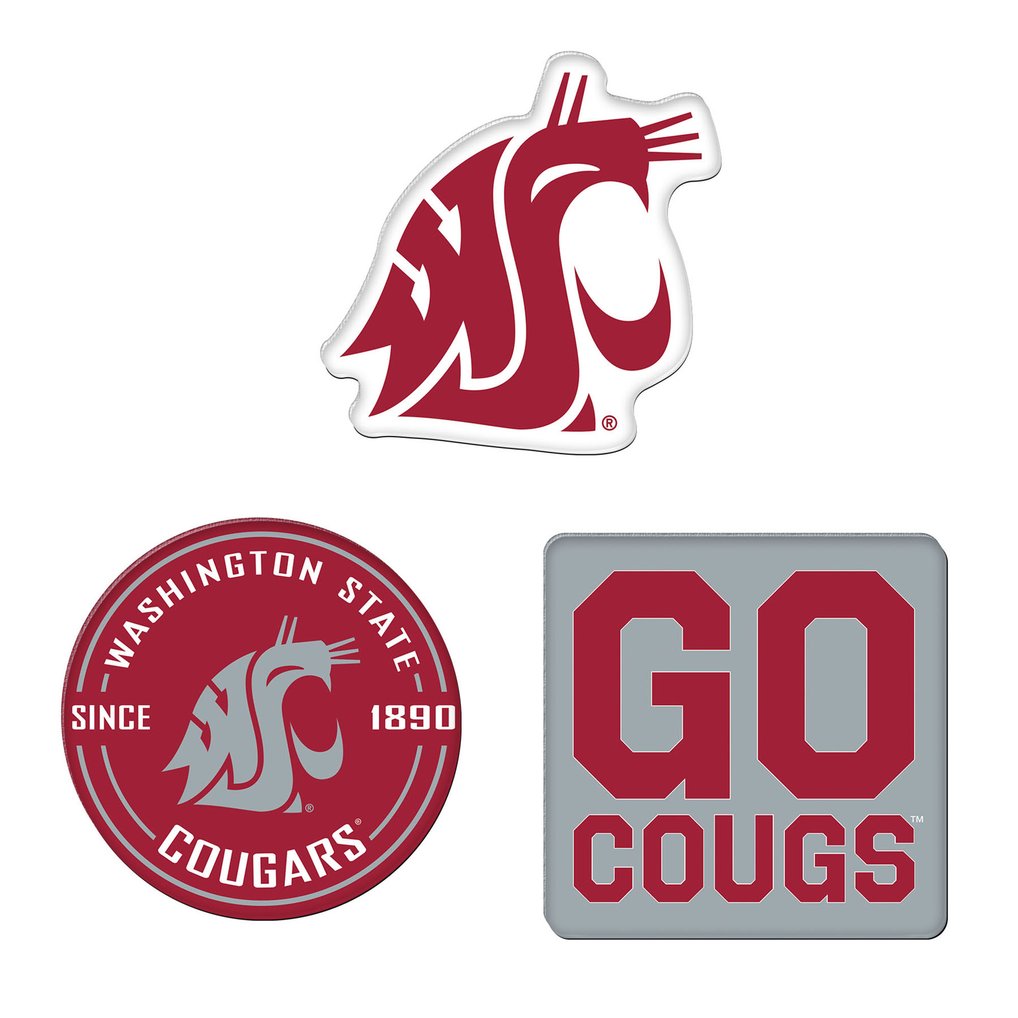  Washington State Cougars WinCraft 3-Pack Premium Fridge Magnet Set