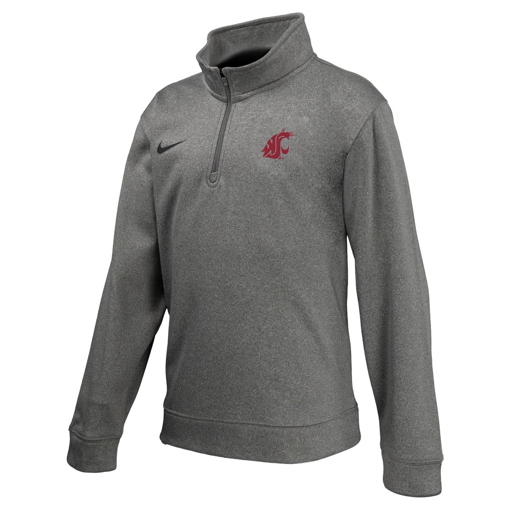 Washington State Cougars Nike Youth Therma-FIT Quarter-Zip Pullover - Gray