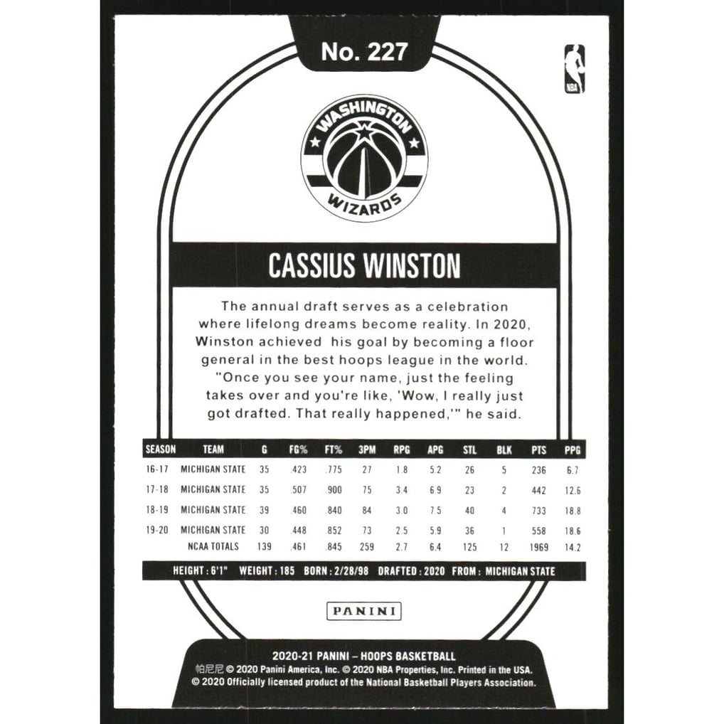 2020-21 Hoops Hyper Blue #227 Cassius Winston