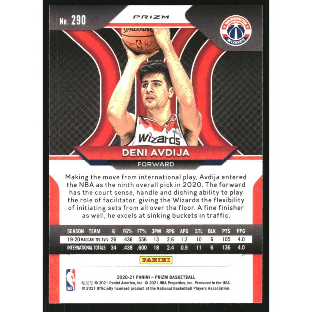 2020-21 Panini Prizm Prizms Blue Wave #290 Deni Avdija