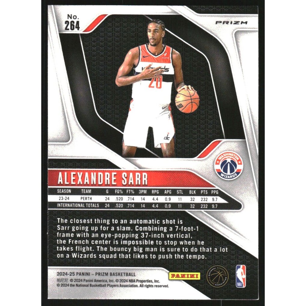 2024-25 Panini Prizm Prizms Ruby Wave #264 Alexandre Sarr
