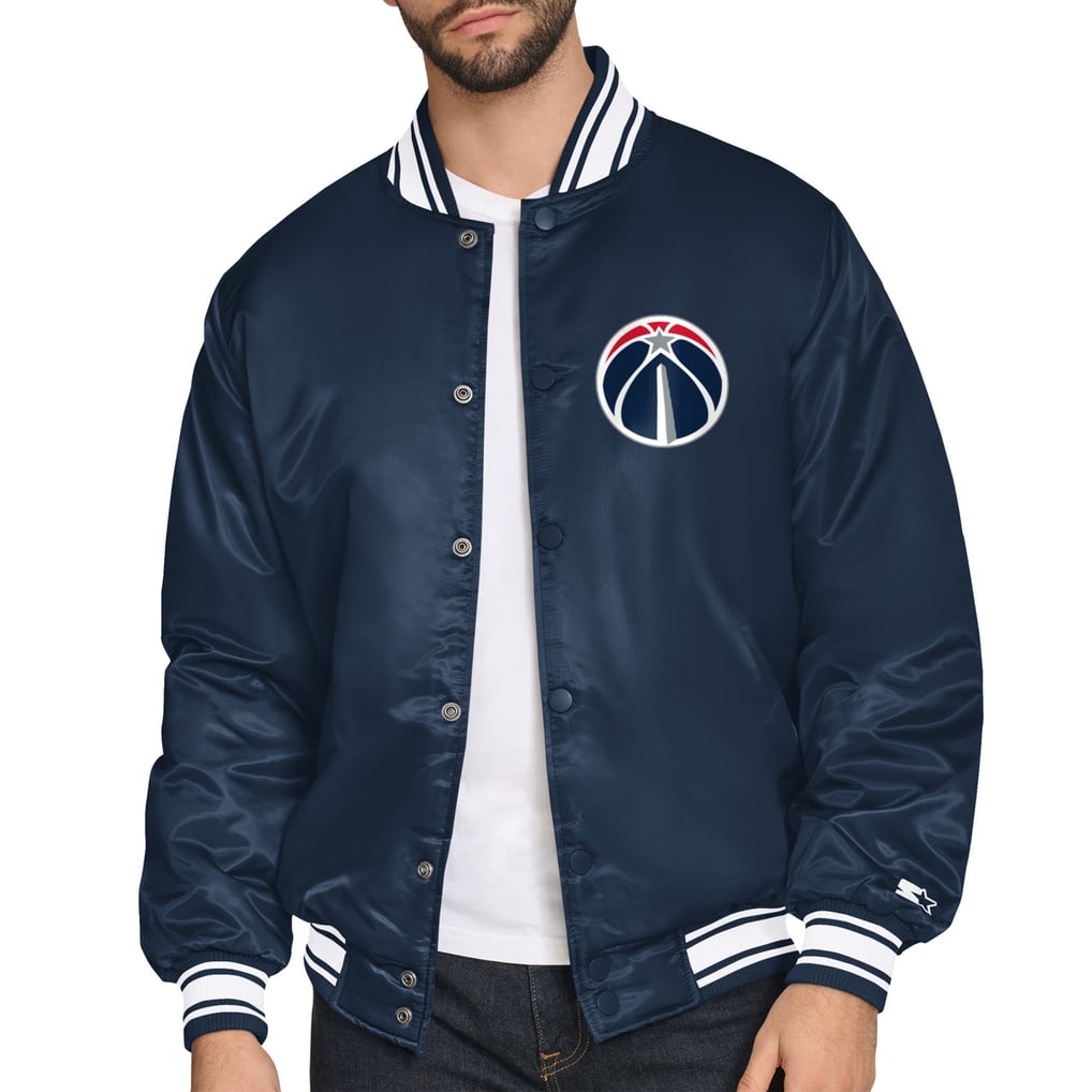 Washington Wizards Starter Printed Team Logo Satin Varsity Full-Snap Jacket - Navy
