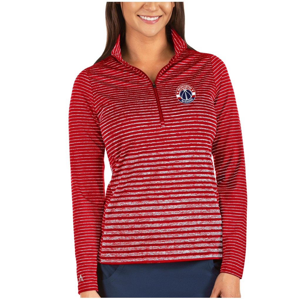 Washington Wizards Antigua Women's Pace Half-Zip Pullover Jacket - Heathered Red
