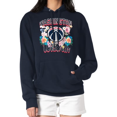 Washington Wizards G-III 4Her by Carl Banks Women's Flowers Team Logo Graphic Fleece Pullover Hoodie - Navy