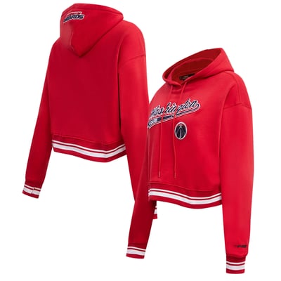 Washington Wizards Pro Standard Women's Script Tail Cropped Pullover Hoodie - Red