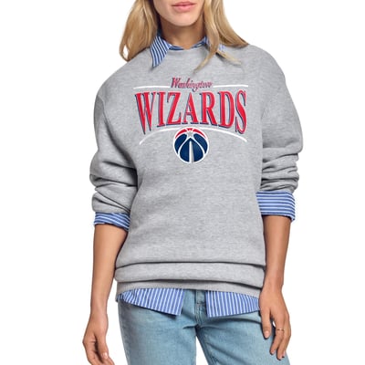 Washington Wizards Starter Women's Arch Stripe Fleece Crewneck Sweatshirt - Gray