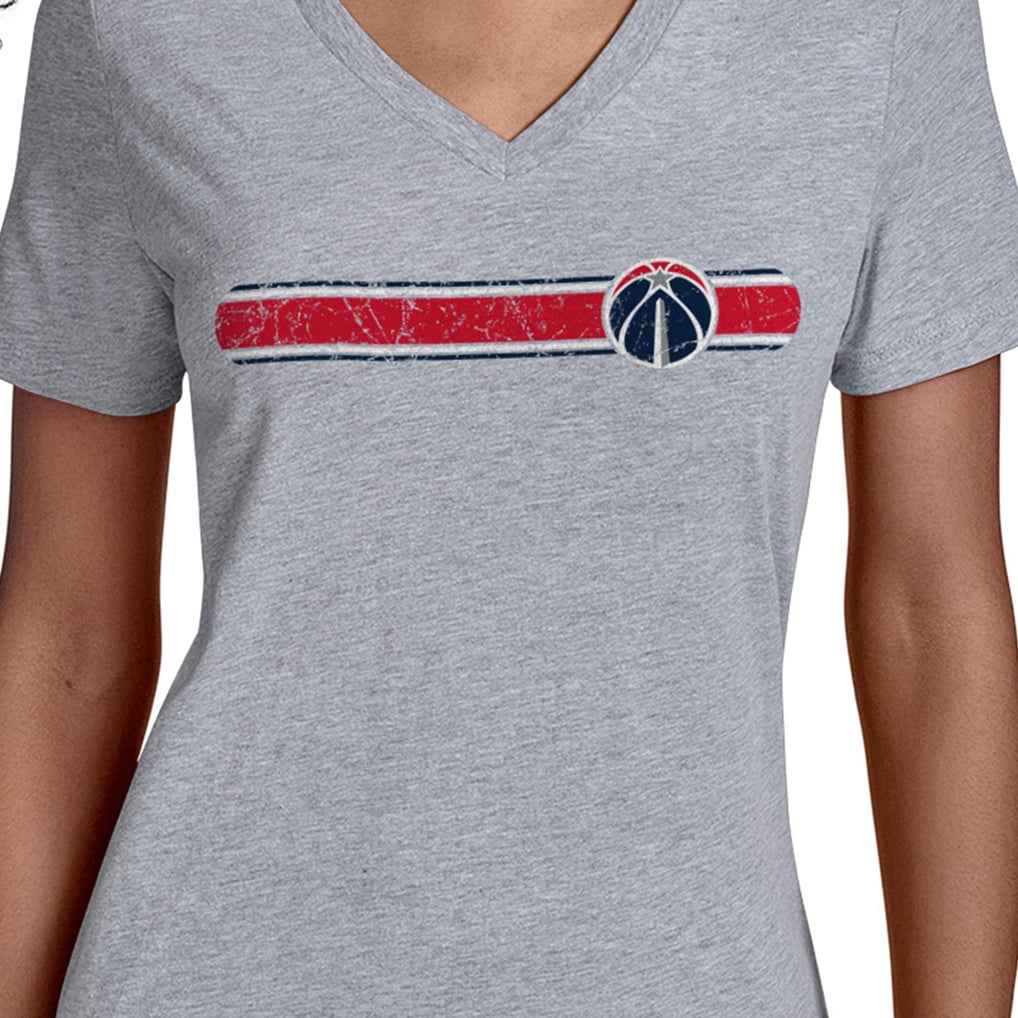 Washington Wizards Starter Women's Team Stripe V-Neck T-Shirt - Gray