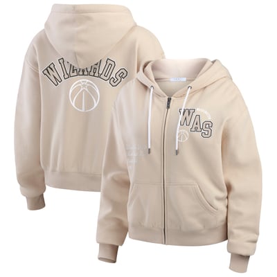 Washington Wizards WEAR by Erin Andrews Women's Tonal Felt Patch Full-Zip Hoodie - Tan