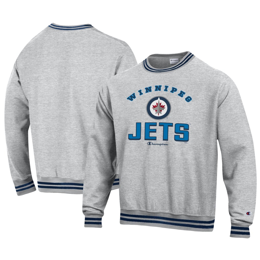 Winnipeg Jets Champion Reverse Weave Yarn Dye Pullover Sweatshirt - Heather Gray